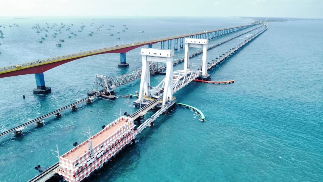 Pamban Bridge Aerial View
